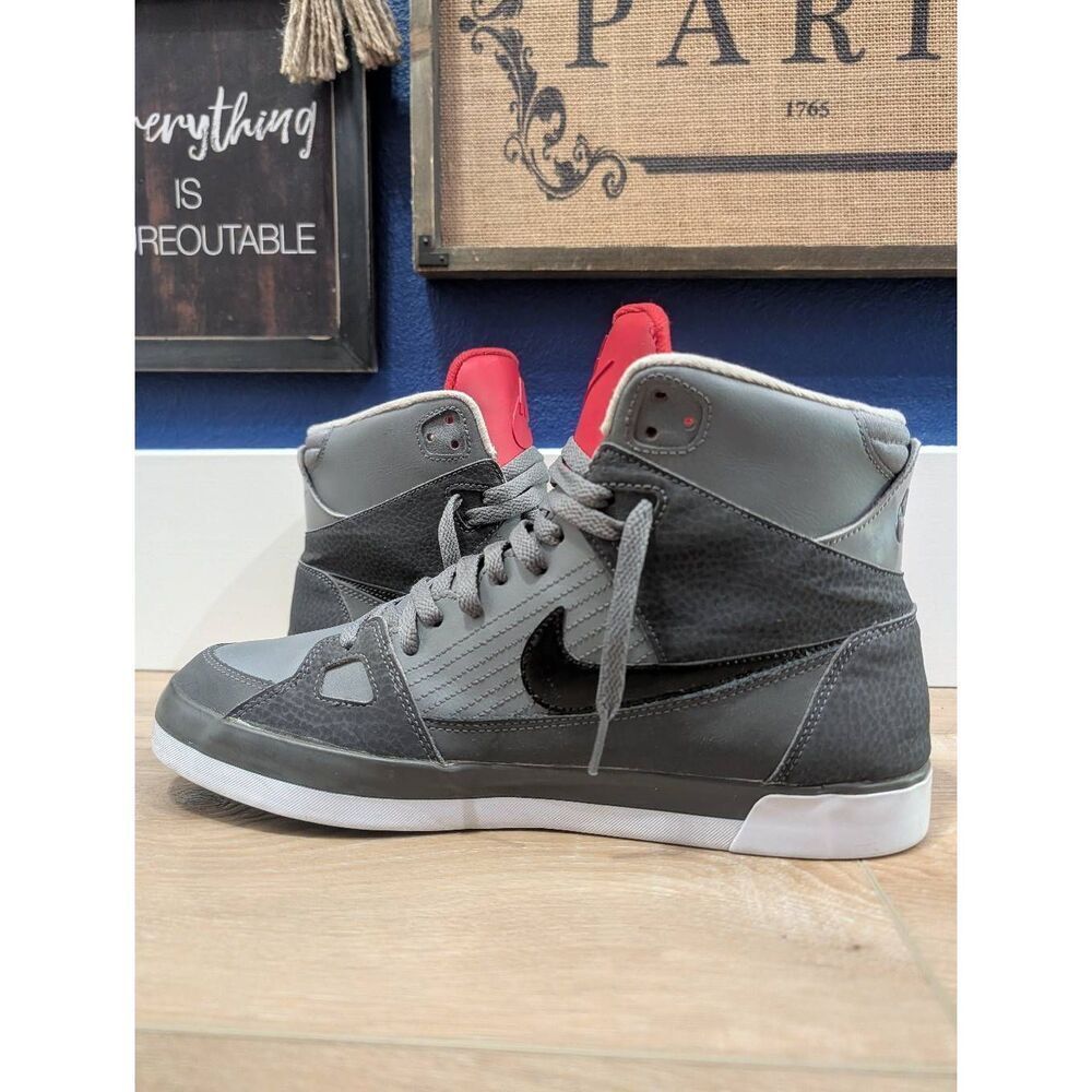 Nike Flight AC High Tops Grey Red Mens 12 Nubuck Leather 577128-003 2013 RARE - Picture 6 of 16